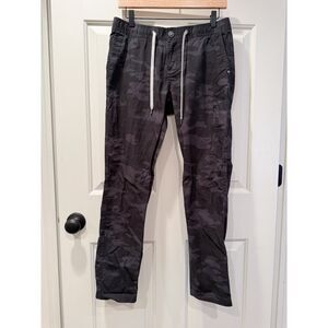 Vuori M Organic Cotton Ripstop Drawstring Pants Women Black Camo Gorpcore Pocket